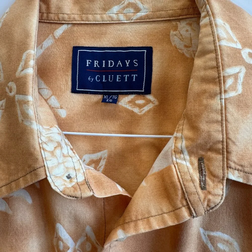 Fridays by Cluett XL‎ Pineapple Aloha Shirt VTG 90s-Y2K